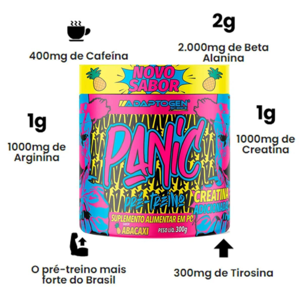 Pré Treino Suplemento Em Pó Adaptogen Science Panic Abacaxi - Image 2